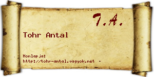 Tohr Antal névjegykártya